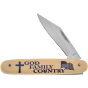 Frost N122 God Family Country Satin Folding Knife Ivory Handles