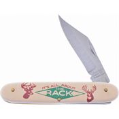 Frost N228 Deer Satin Folding Knife Ivory Handles