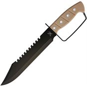 Frost TX29SAND Bowie Black Fixed Blade Knife Tan Handles