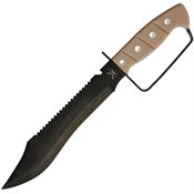Frost TX30SAND Bowie Black Fixed Blade Knife Tan Rubber Handles