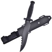 Frost TX45B Bowie Fixed Blade Knife Black Rubberized Handles