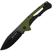 Willumsen Copenhagen 003 Cobra Ace Olive Drape Stonewash Knife Black/Silver Handles