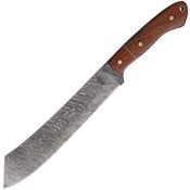 BucknBear 15257 Utility Machete Damascus Wharncliffe Fixed Blade Knife Burl/Rosewood Handles