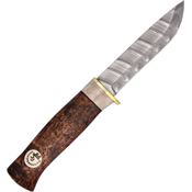 Karesuando 3500 Beaver Damask Fixed Blade Knife Oiled Curly Birch Handles