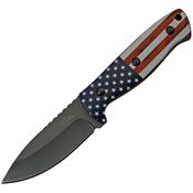 China Made 211496 Hunter Black Fixed Blade Knife Stars and Stripes American Flag Artwork Handles