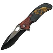 China Made 300496WF Wildlife Linerlock Knife Wolf A/O