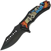 China Made 300499 Sugar Skull Linerlock Knife A/O