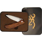 Browning 0309 Wood Linerlock Knife with Tin