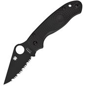 Spyderco 223SBBK Para 3 Compression Lock Serrated Black Knife Black Handles
