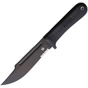 Bastinelli Creations 225S Montana Fixed Blade Serrated Knife Black Handles