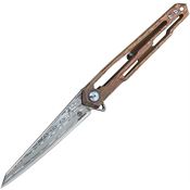 Defcon Blade Works 43942 Peregrine Damascus Framelock Knife Orange Handles