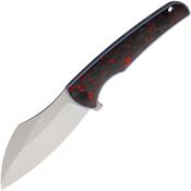 VDK 033 Vice Stonewashed Framelock Knife Blue/Red Carbon Fiber Handles