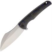 VDK 037 Vice Stonewashed Framelock Knife Gray/Blue Marbled Carbon Fiber Handles