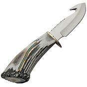 Rite Edge KBBK2 Guthook Hunter Satin Fixed Blade Knife Elk Stag Handles