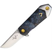 V NIVES 22WPBL KillaBite Framelock Knife Blue Wood Handles