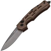 Boker 01BO794N Thunder Storm Button Lock Stonewash Knife Coyote Brown Handles