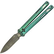 EOS 073 Serpent Butterfly Stonewash Knife Green Handles