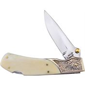 Frost 14311SB Jaguar Lockback Knife White Handles