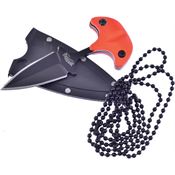 Frost FC96OR Neck Knife Coyote Black Fixed Blade Knife Orange Handles