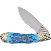 Frost SW005PB Linerlock Knife Blue Jig Bone
