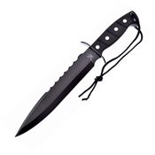 Frost TX0003 Commander Bowie Black Fixed Blade Knife Black Handles