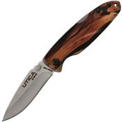 Utica 911441CP Bold Lion Lockback Knife Brown Handles