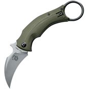 Bastinelli Creations 210G Black Bird Linerlock Knife OD Green Handles