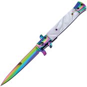 Frost ISM001CIRB Italian Stiletto Milano Spectrum Folding Knife White Handles