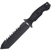 Halfbreed LSK02 Large Survival Serrated Black Fixed Blade Knife Black Handles
