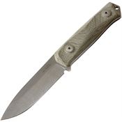 Lion Steel 41CVG B41 Bushcraft Stonewash Fixed Blade Knife Green Micarta Handles