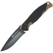 Smith & Wesson 1122570 Freelancer Button Lock Knife Black/Tan Handles