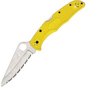 Spyderco 91SYL2 Pacific Salt 2 Serrated Lockback Knife Yellow Handles