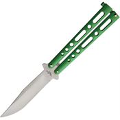 Benchmark 010 Balisong Satin Knife Green Handles