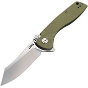 CJRB 1915GN Kicker Recoil Lock Stonewash Knife Green Handles