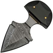 Damascus 1248 Black Widow Push Dagger Damascus Fixed Blade Knife Horn Handles