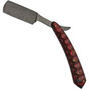 Damascus 1250 Razor Folder Wood Damascus Fixed Blade Knife Black and Red Handles