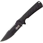 Elite Tactical FIX005BKS Tactical Bowie Serrated Black Fixed Blade Knife Black Handles