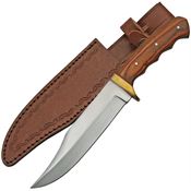 Pakistan 203421BR Mountain Lion Bowie Satin Fixed Blade Knife Brown Handles