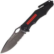 RUIKE M195 M195 Beta Plus Part Serrated Framelock Knife Black Handles