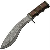 Damascus 1261 Kukri Bowie Damascus Fixed Blade Knife Rosewood and Black Handles