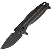 DPx Gear HSF014 HEST/F Black Stonewashed Framelock Knife Black Handles