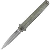 MKM L02GCT Flame Dagger Framelock Knife Green Handles