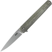 MKM L01GCT Flame Drop Point Framelock Knife Green Handles