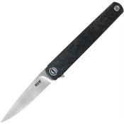 MKM L01FCT Flame Drop Point Framelock Knife Carbon Fiber Handles