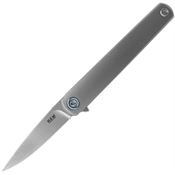 MKM L01TSW Flame Stonewashed Drop Point Framelock Knife Gray Handles