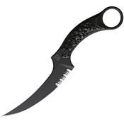 Bastinelli Creations 206SZ Mako Black Stonewashed Part Serrated Fixed Blade Knife Bronze Handles