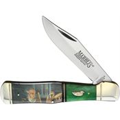 Marbles 583 Mallard Decoy Folding Knife Green Handles