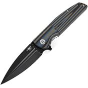 Bestech G34D3 Fin Black Stonewash Linerlock Knife Black/Blue/Brown Handles