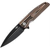 Bestech G34C3 Fin Black Stonewash Linerlock Knife Black/Orange/Beige Handles