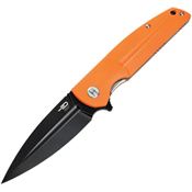 Bestech G34B3 Fin Black Stonewash Linerlock Knife Orange Handles